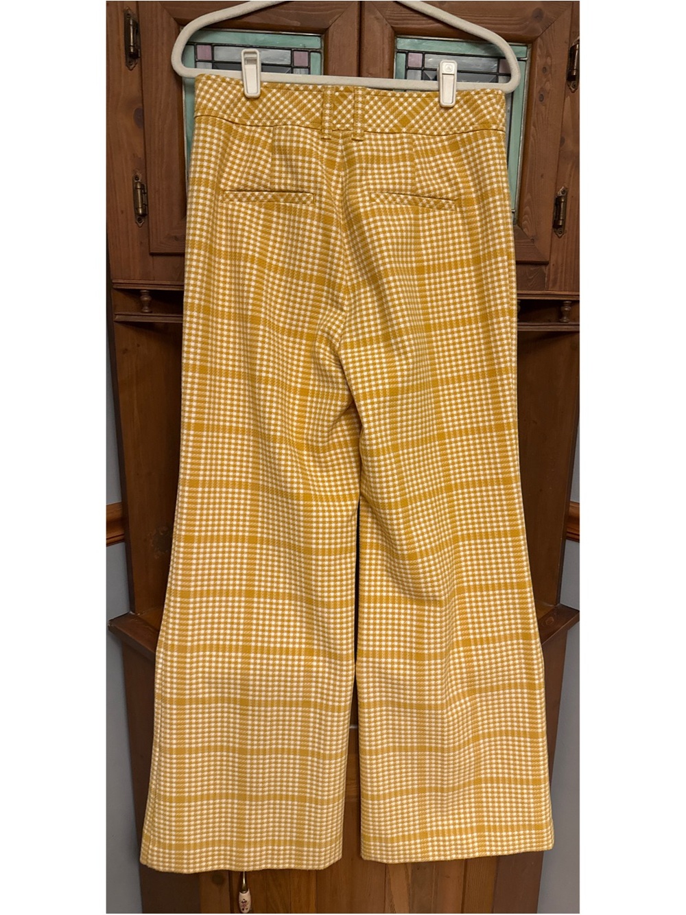 Anthropologie Maeve  yellow and white gingham plaid trousers .8 - Picture 2 of 15